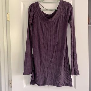 Free People long purple waffle knit top